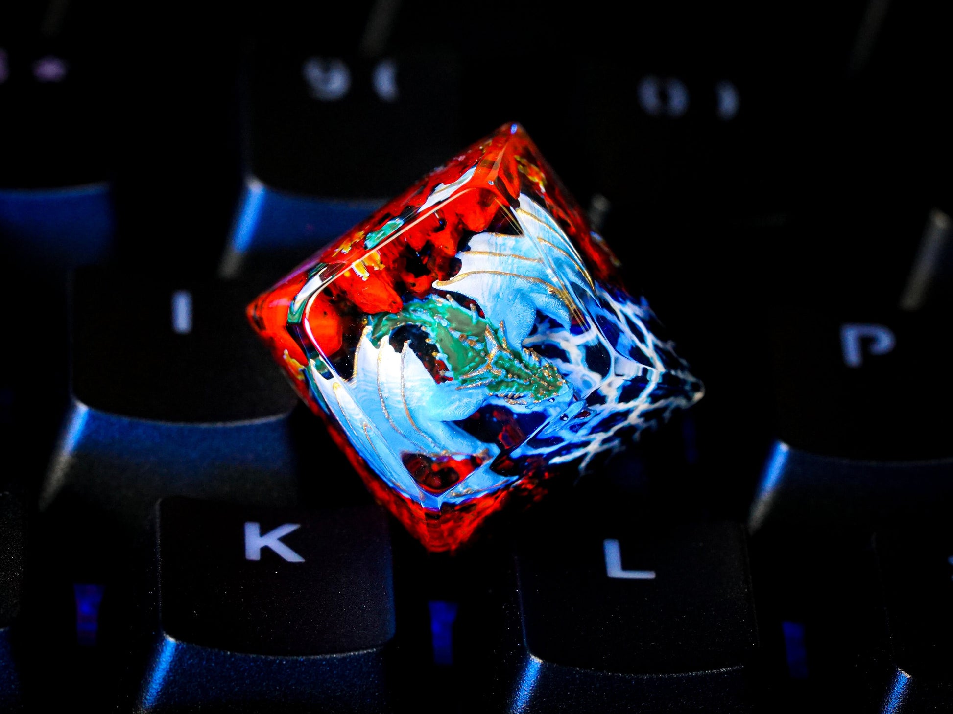 Blue Dragon Keycap- Ice Dragon Keycap- Artisan Keycap- Resin Keycap- SA Profile Keycap - Datkey Studio