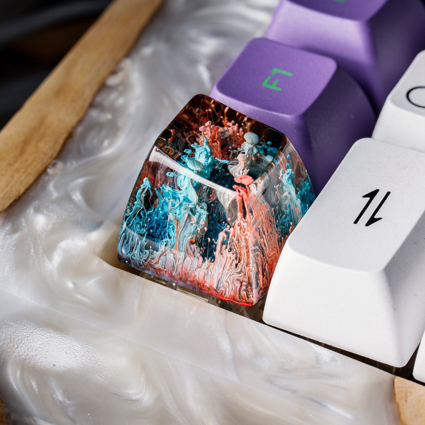 Red and Blue Coral Keycap- Ocean Keycap- Artisan Keycap- Keycap for MX Cherry Switches Keyboard - Datkey Studio