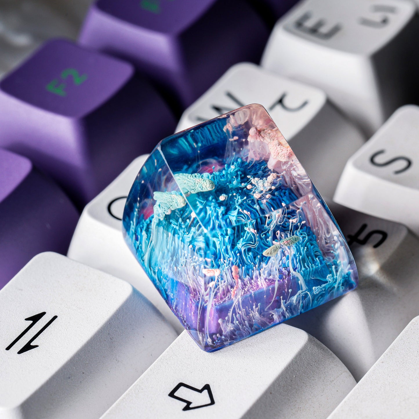 Pink and Blue Coral Keycap- Ocean Keycap- Keycap For Cherry MX Switches Keyboard - Datkey Studio