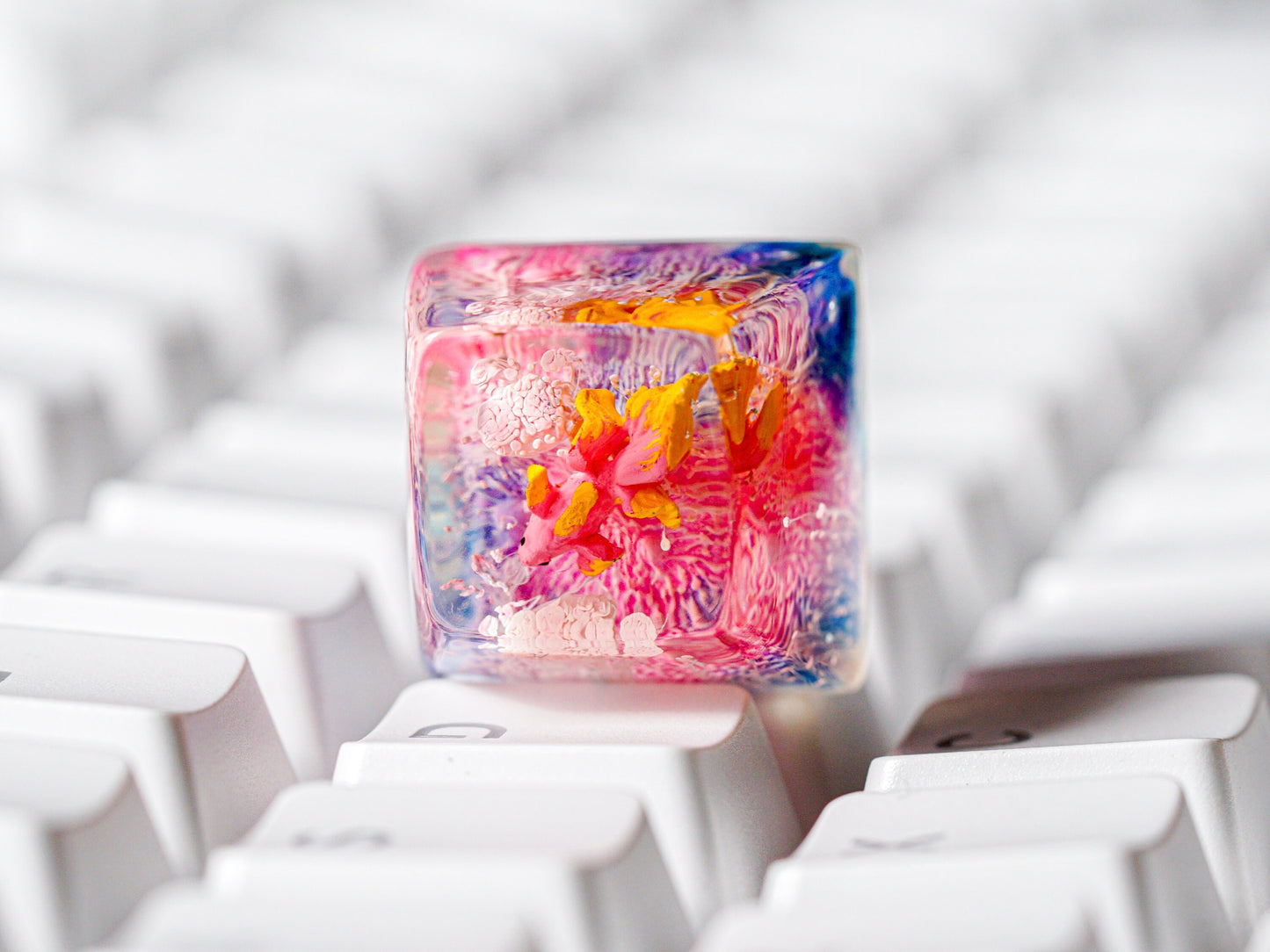 Pink Yellow Fish Keycap- Artisan Keycap- Esc Keycap- Keycap for MX Cherry Switches Keyboard - Datkey Studio