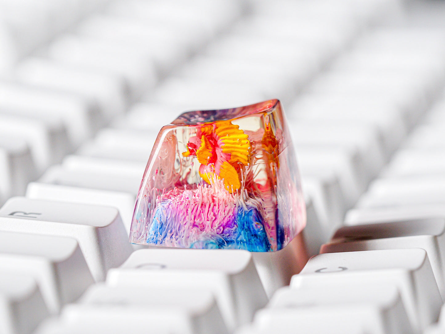 Pink Yellow Fish Keycap- Artisan Keycap- Esc Keycap- Keycap for MX Cherry Switches Keyboard - Datkey Studio