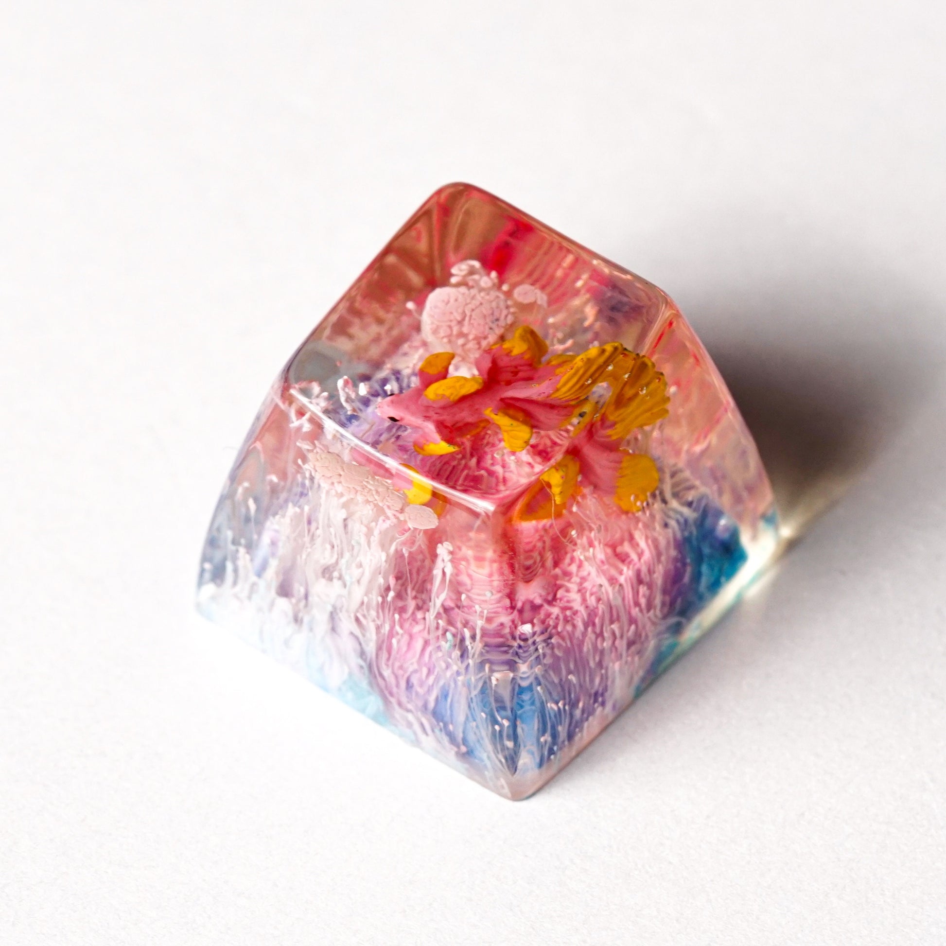 Pink Yellow Fish Keycap- Artisan Keycap- Esc Keycap- Keycap for MX Cherry Switches Keyboard - Datkey Studio