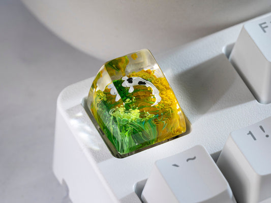Koi Fish Keycap- Green & Yellow Coral- Artisan Keycap- Japanese Koi- Keycap for MX Cherry Switches Keyboard - Datkey Studio