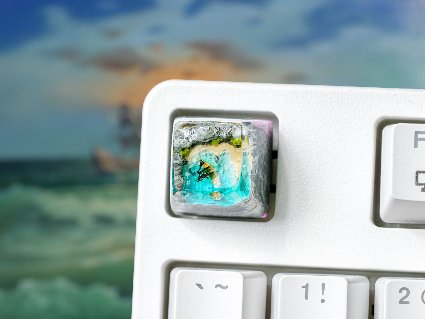 Navagio Beach Keycap- Landscape Keycap- Artisan Keycap- Keycap for MX Cherry Mechanical Keyboard - Datkey Studio