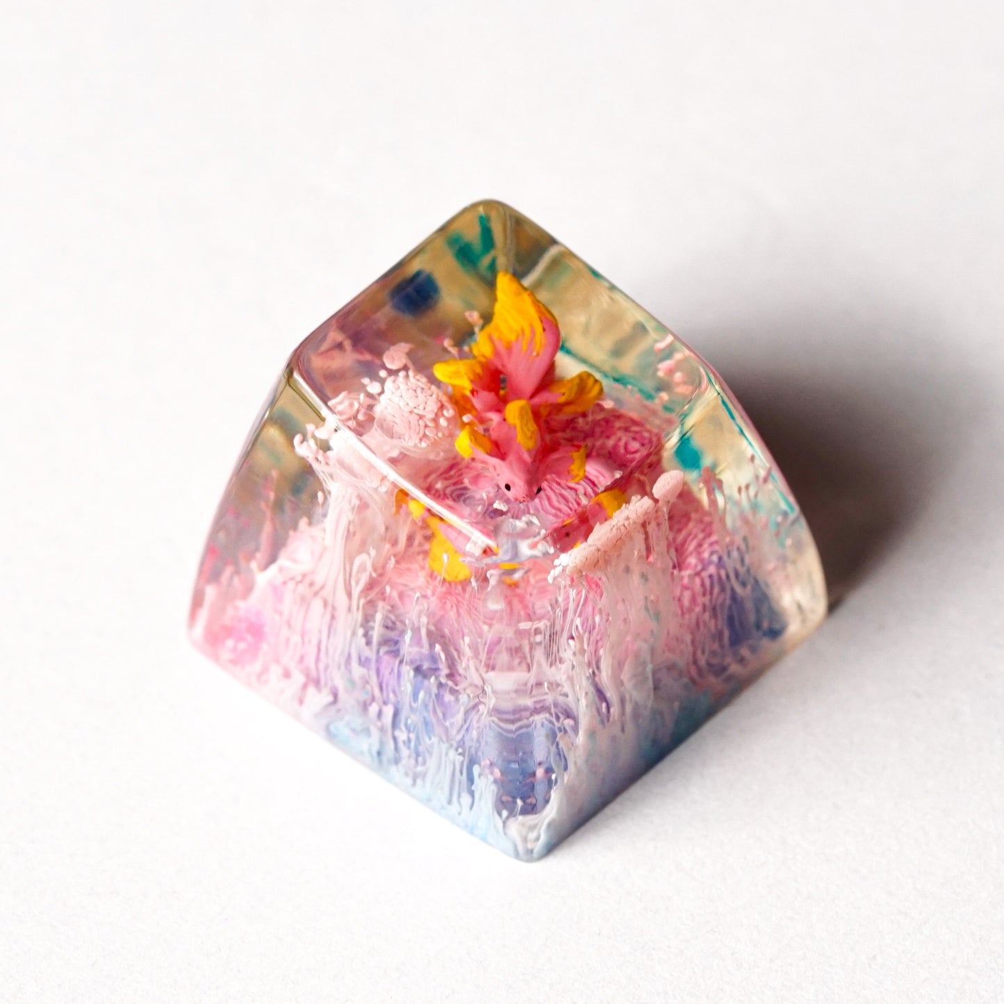 Pink Yellow Fish Keycap- Artisan Keycap- Esc Keycap- Keycap for MX Cherry Switches Keyboard - Datkey Studio