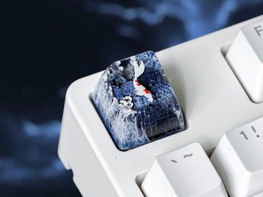 Koi Fish Keycap- Artisan Keycap- White & Black Coral- Keycap for Mx Cherry Switches Mechanical Keyboard - Datkey Studio