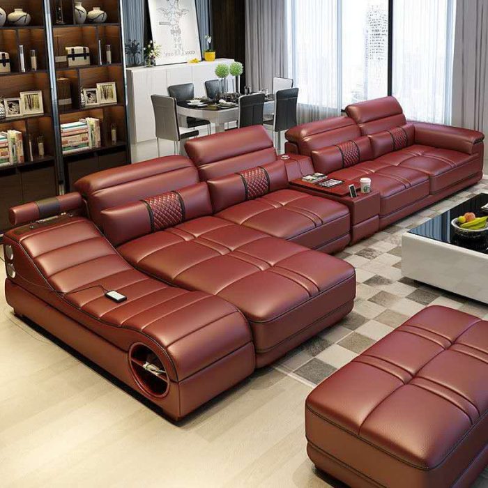 Luxury Multifunctional Elite Elegance Leather Sofa Set