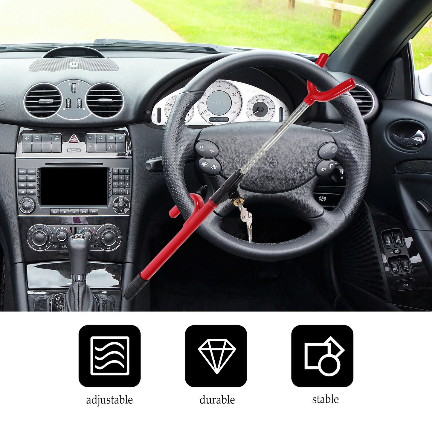Anti-Theft Car Steering Wheel Retractable Safety Lock