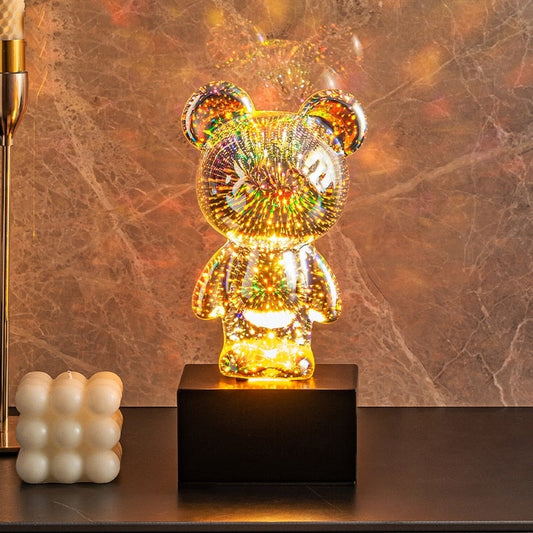 LED Bear Fireworks Night Lamp