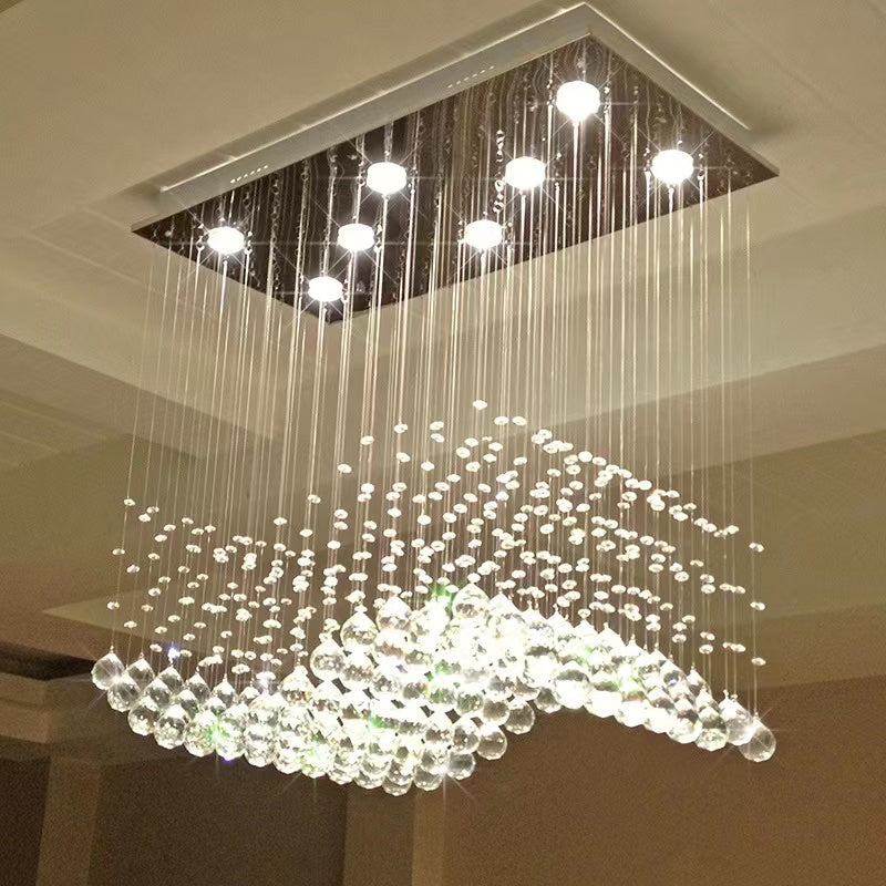 Luxury Rectangular Crystal Raindrop Chandelier