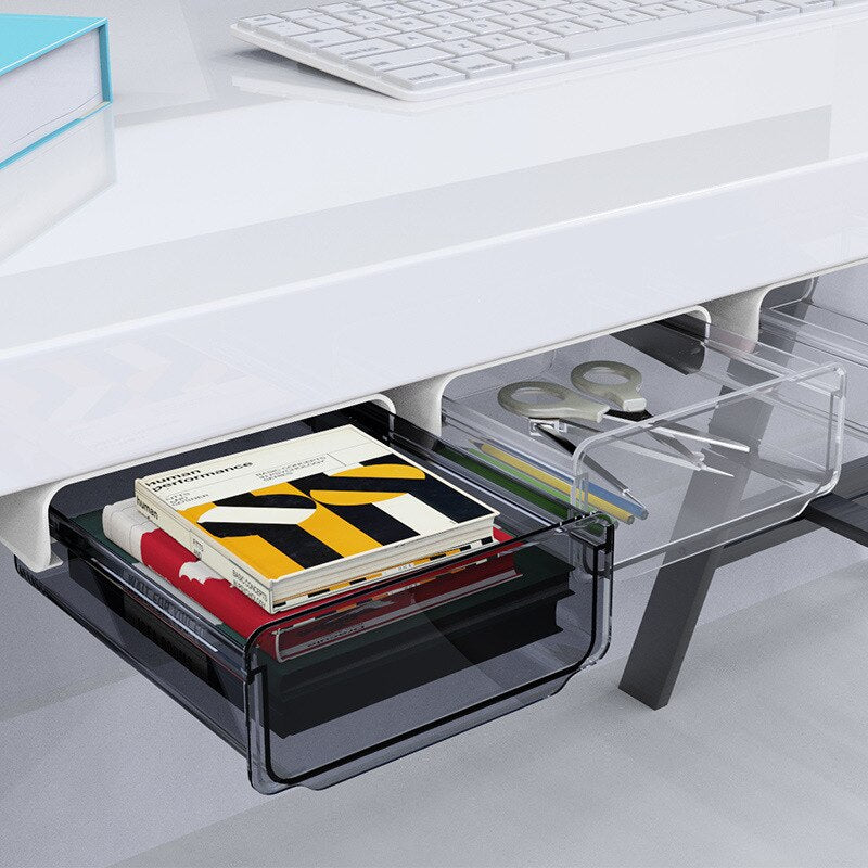 Office Friendly Self-Adhesive Hidden Transparent Drawer