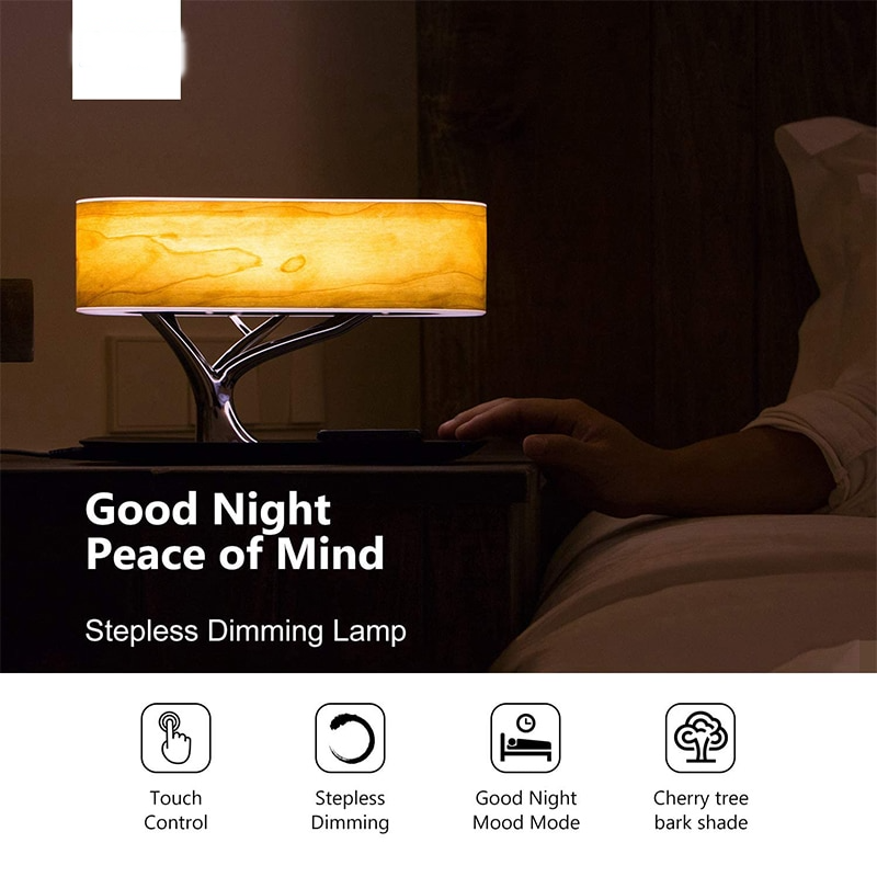 Japanese Style Dimmable Bluetooth Speaker Wireless Charger Desk Lamp