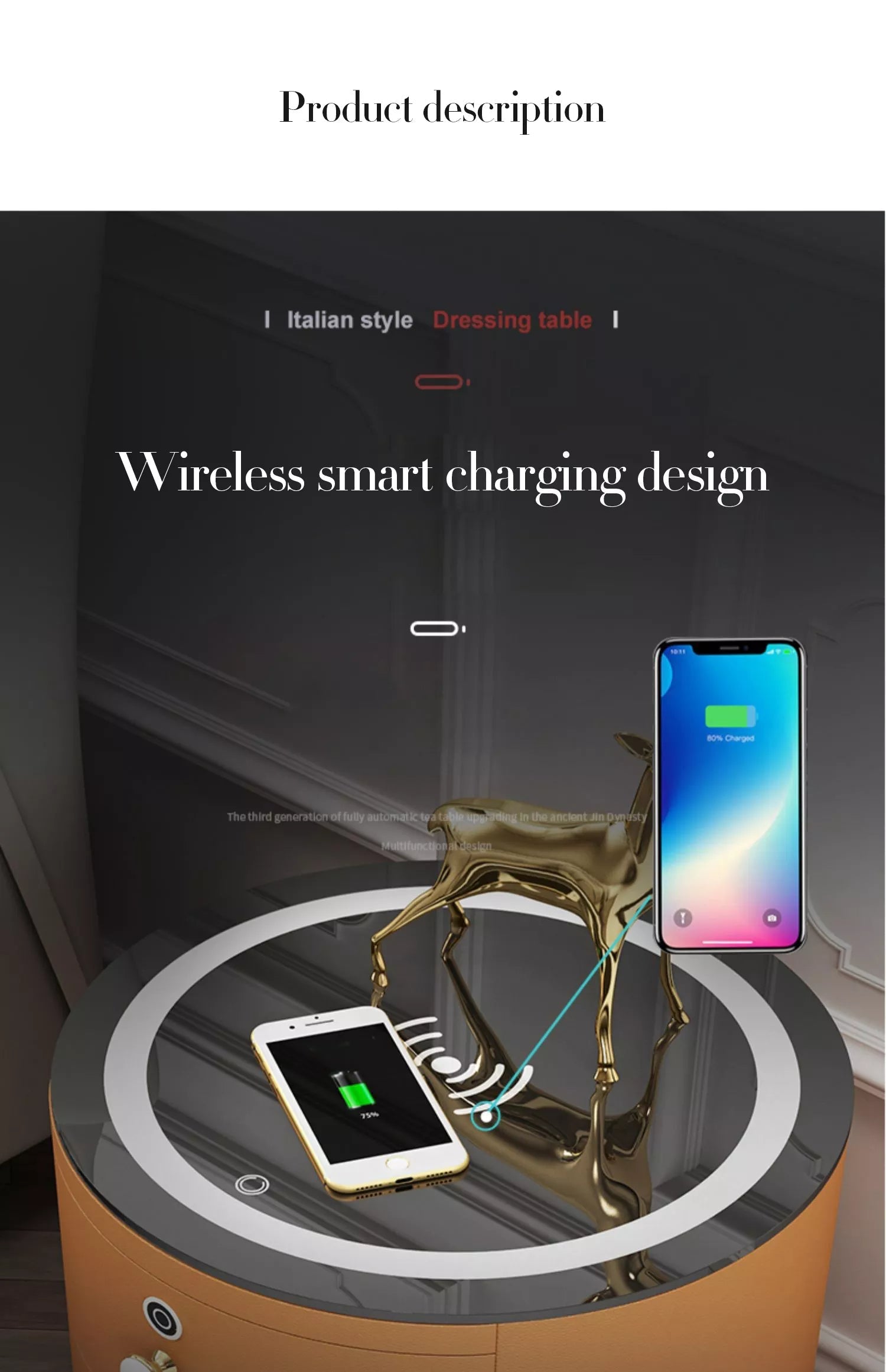 Round Smart Wireless Charging Bedside Table - UTILITY5STORE