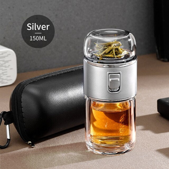 Double Glass Tea Infuser Thermos Bottle