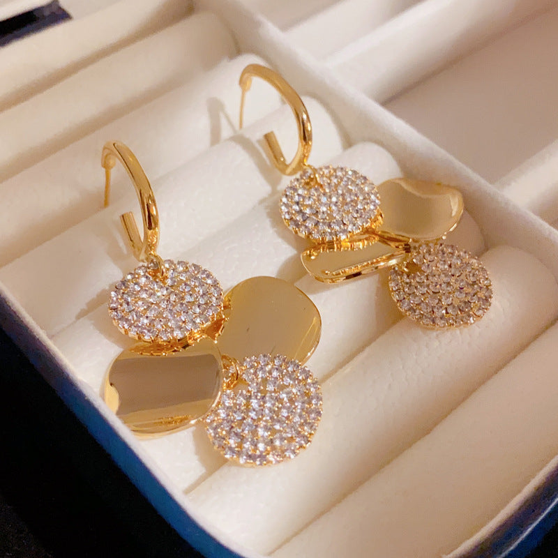 Crystal Radiance Round Tassel Earrings