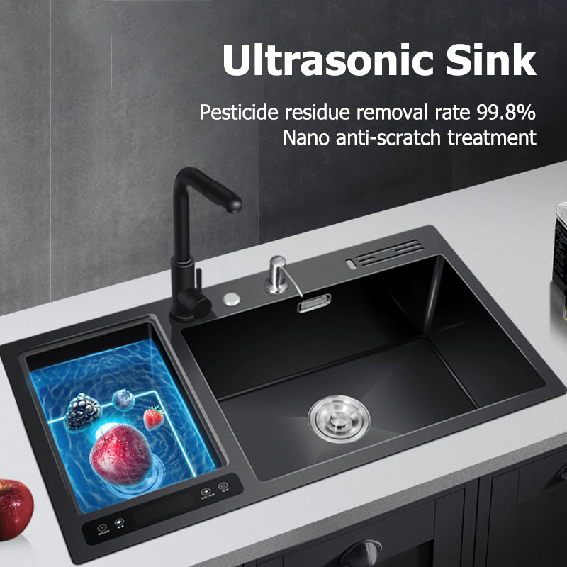Ultra Wash with Ultrasonic Cleaning Elegant Efficient Kitchen Sink