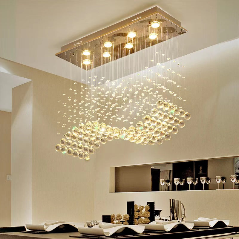 Luxury Rectangular Crystal Raindrop Chandelier