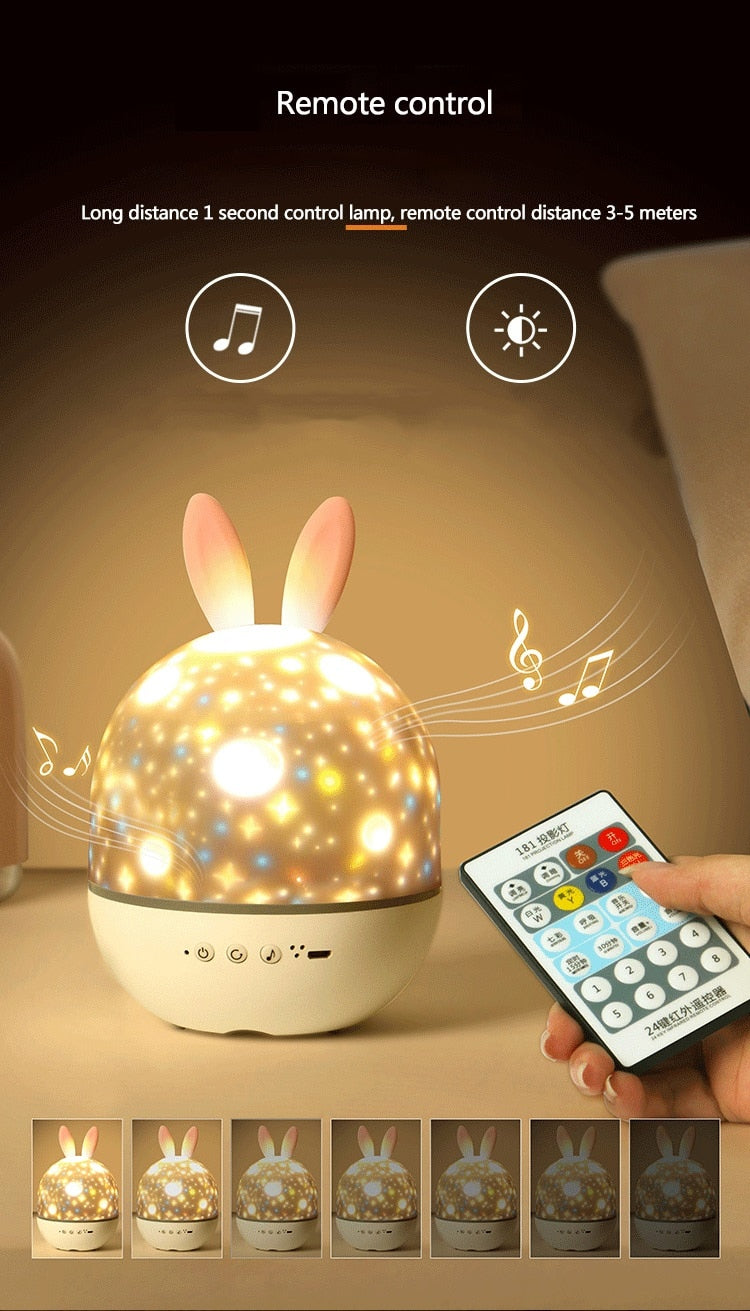LED Universe Stars Bunny Projector Night Light