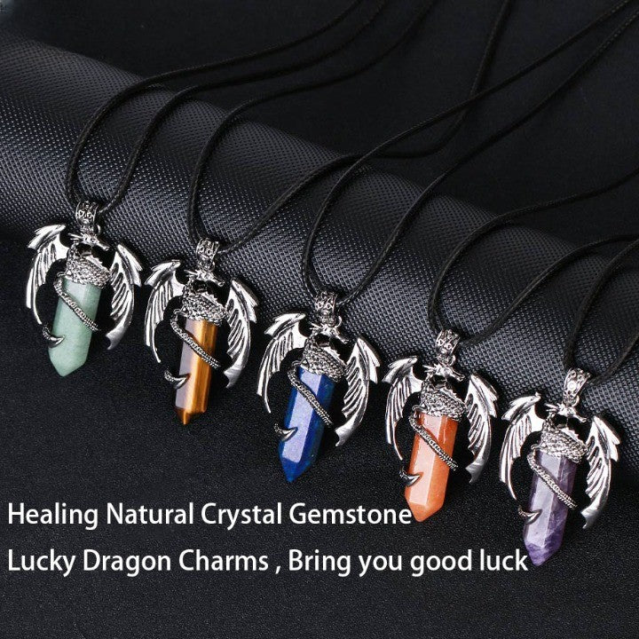 Bohemian Style Natural Mystic Gemstone Dragon Necklace