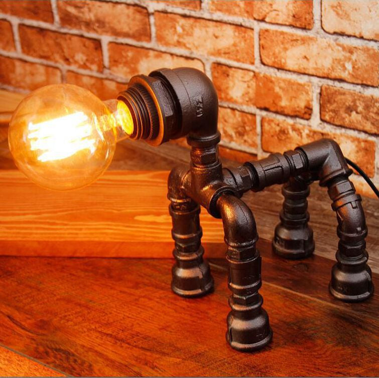 Dog Puppy Iron Pipe Table Lamp