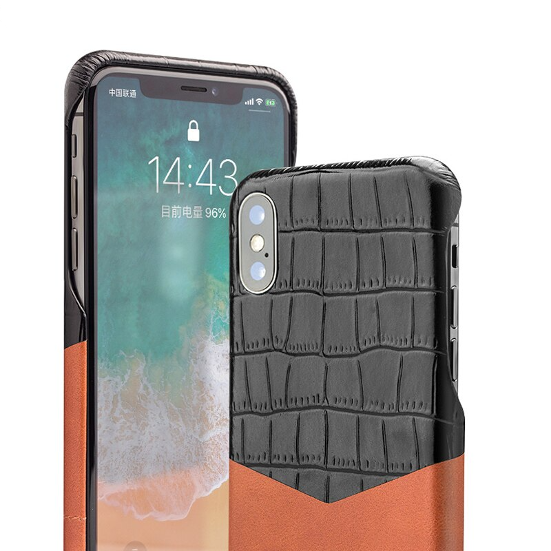 Luxury Full Grain Leather Crocodile design iPhone X Case