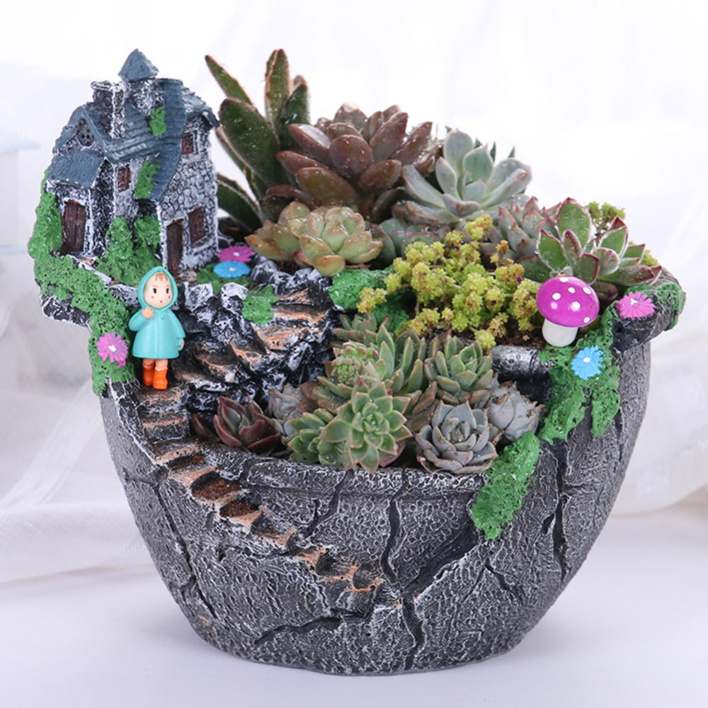 Fairy Garden Flower House Pot Lamp