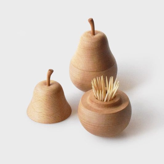 Wooden Pear Toothpick Holder
