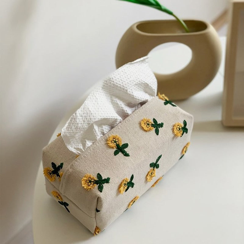 Japanese Style Environment Friendly Flower Tissue Box
