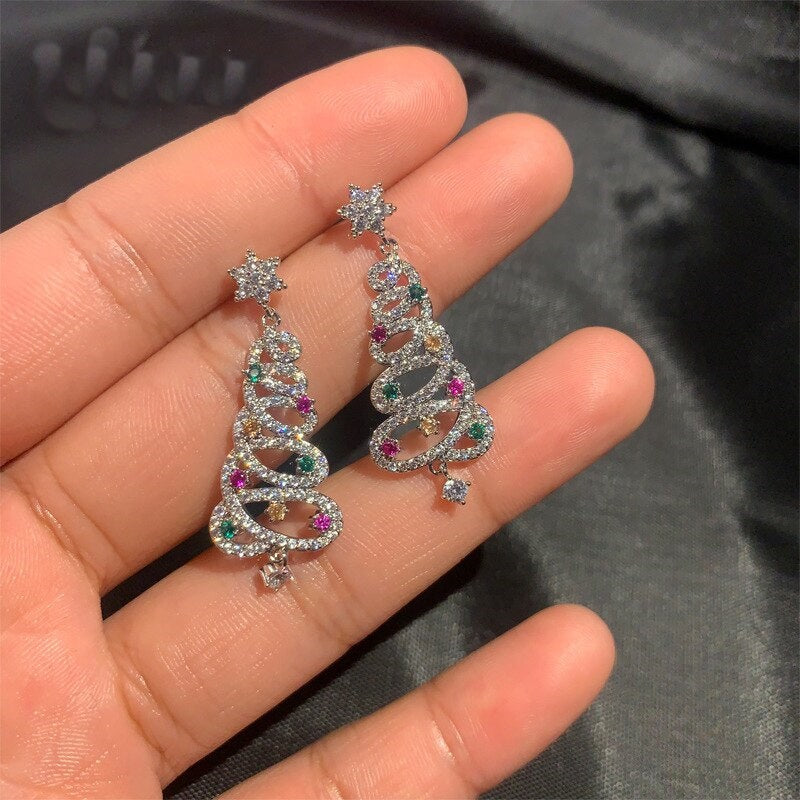 Mini Elegant Christmas Tree Earrings