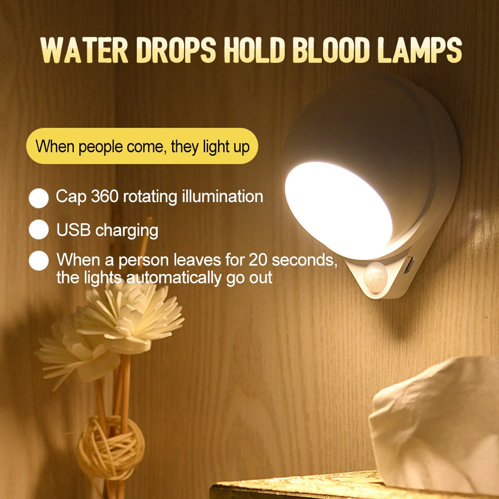 360 Rotating Water Drop Magnetic Night Lamp - UTILITY5STORE