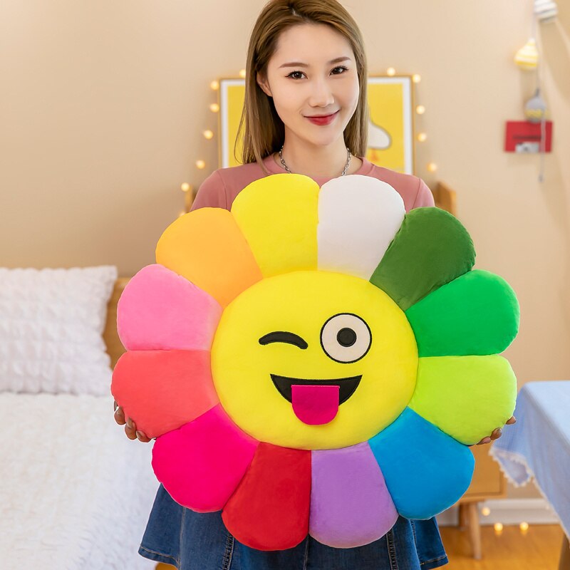 Colorful Sunflower Plush Comfy Seat Cushion