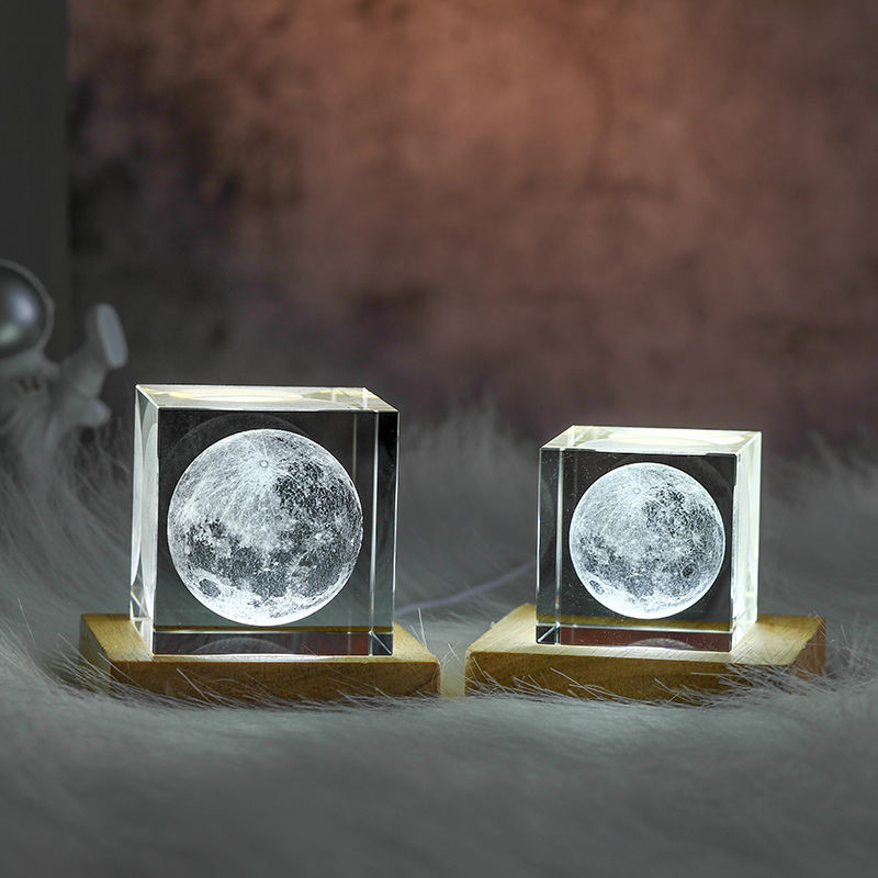 3D Crystal Cube Moon Nightlight - UTILITY5STORE