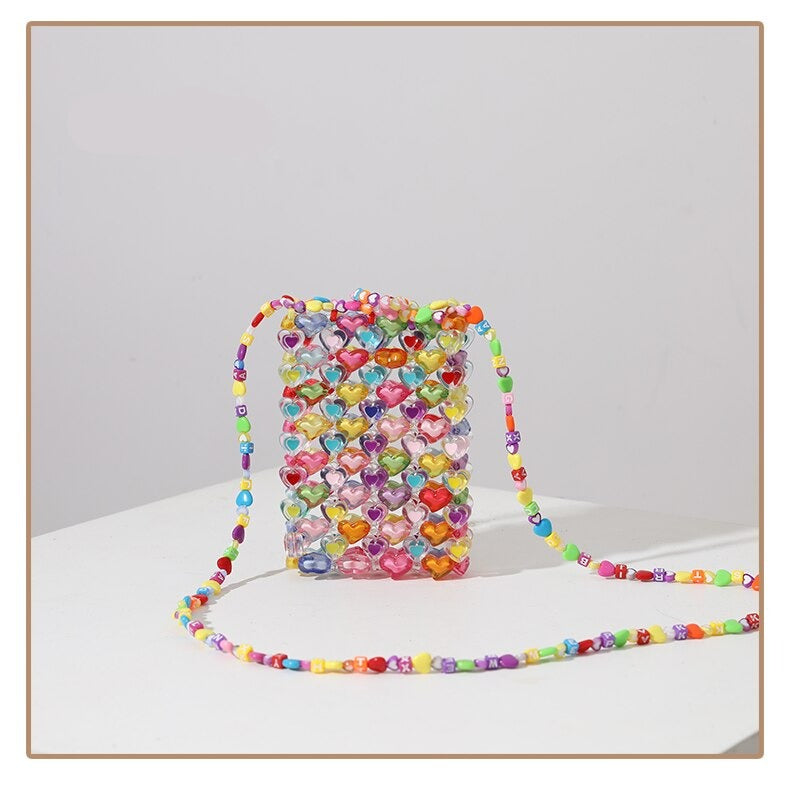 Love Beaded Hearts Colorful Mini Handbags