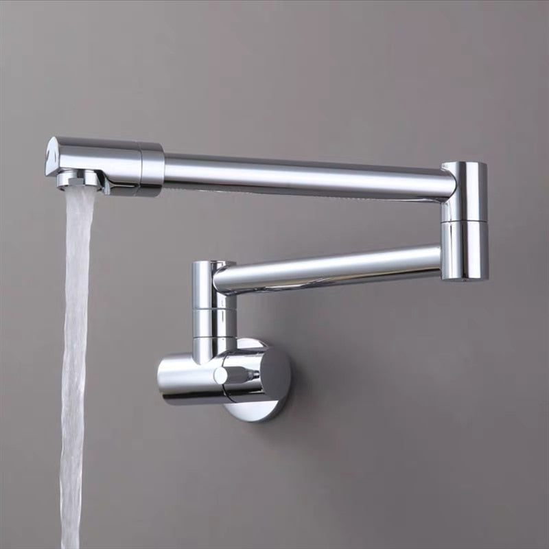 Wall-Mounted Folding Chrome Pot Filler Faucet