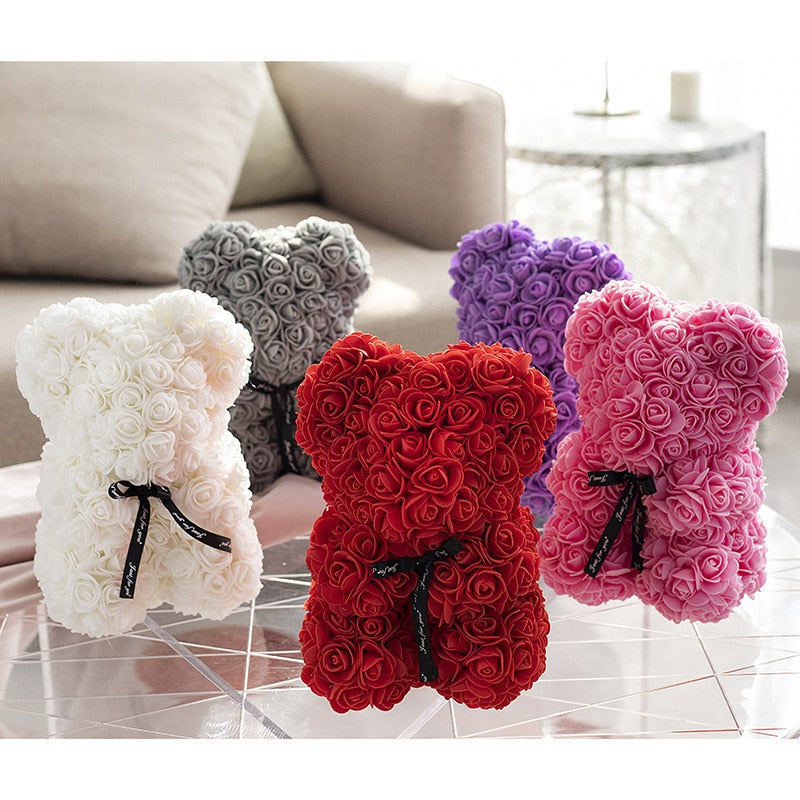 Artificial Rose Flowers Teddy Bear