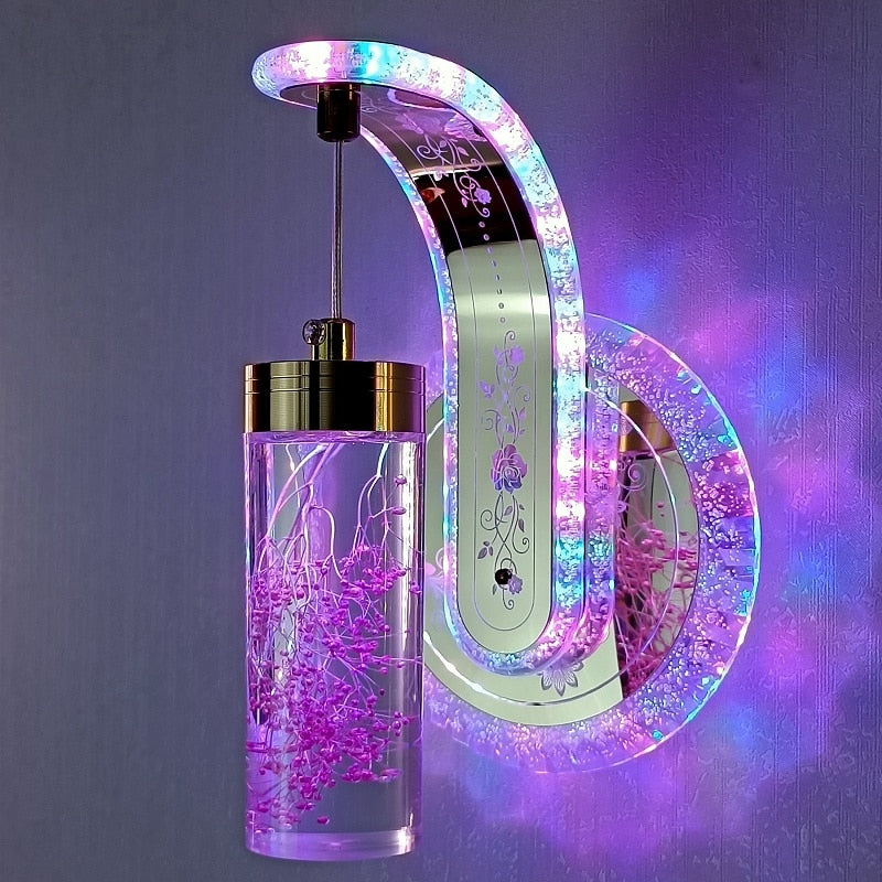 Elegant Crystal Flower Dimming Wall Lamp