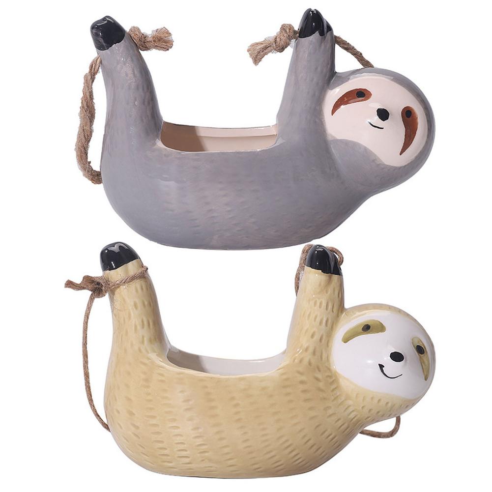 Ceramic Happy Sloth Flower Pot