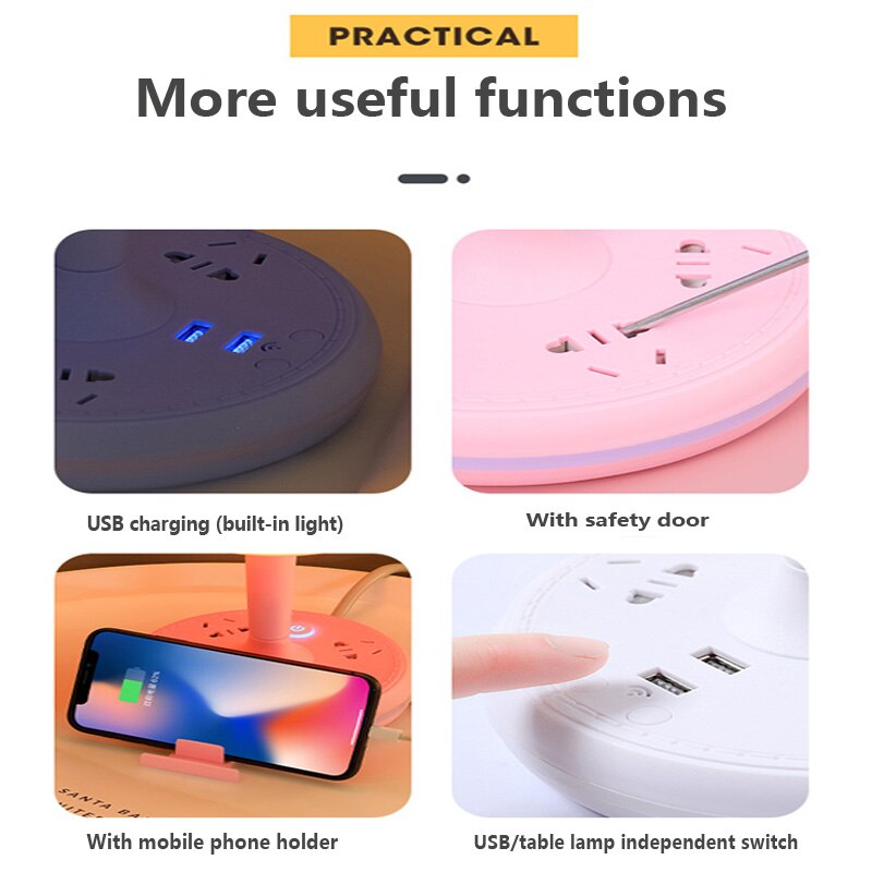 Multi Power Strip Phone Holder Table Lamp