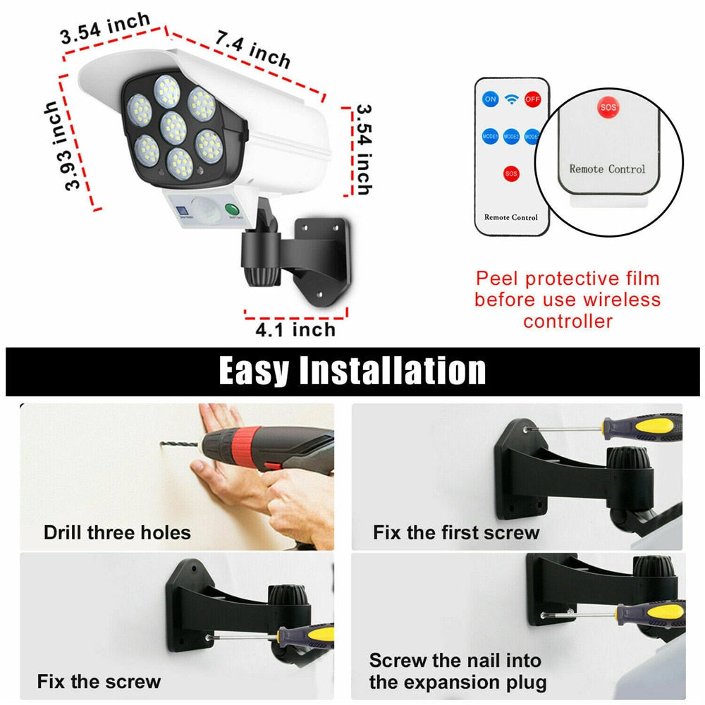 Solar Motion Sensor Dummy Security Camera Light