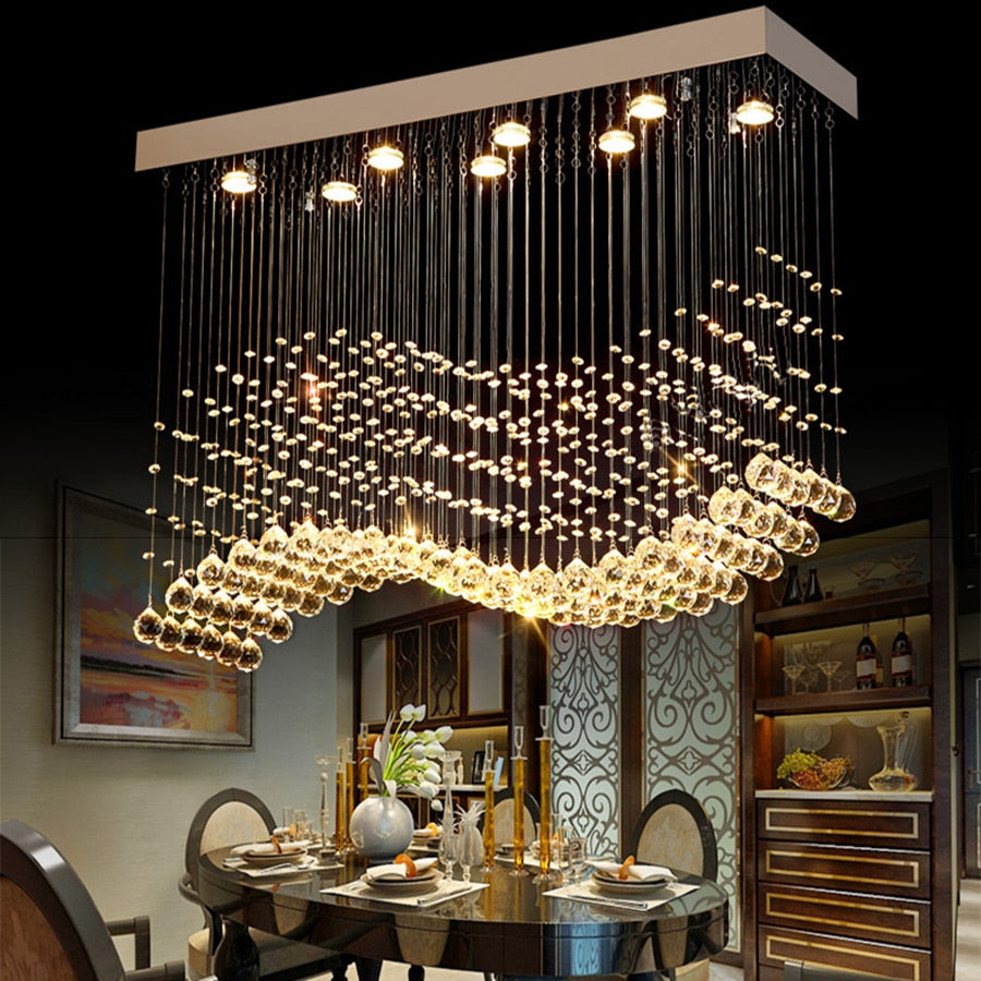 Luxury Rectangular Crystal Raindrop Chandelier