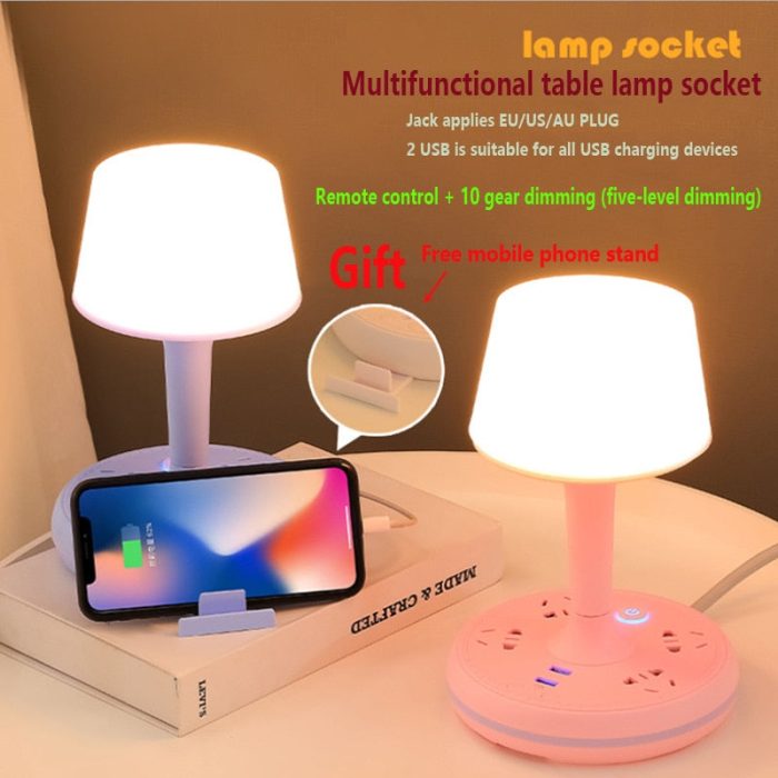 Multi Power Strip Phone Holder Table Lamp