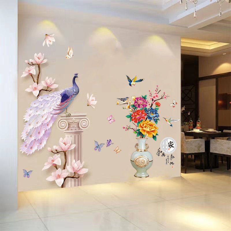 3D Peacock Flower Style Wall Sticker - UTILITY5STORE