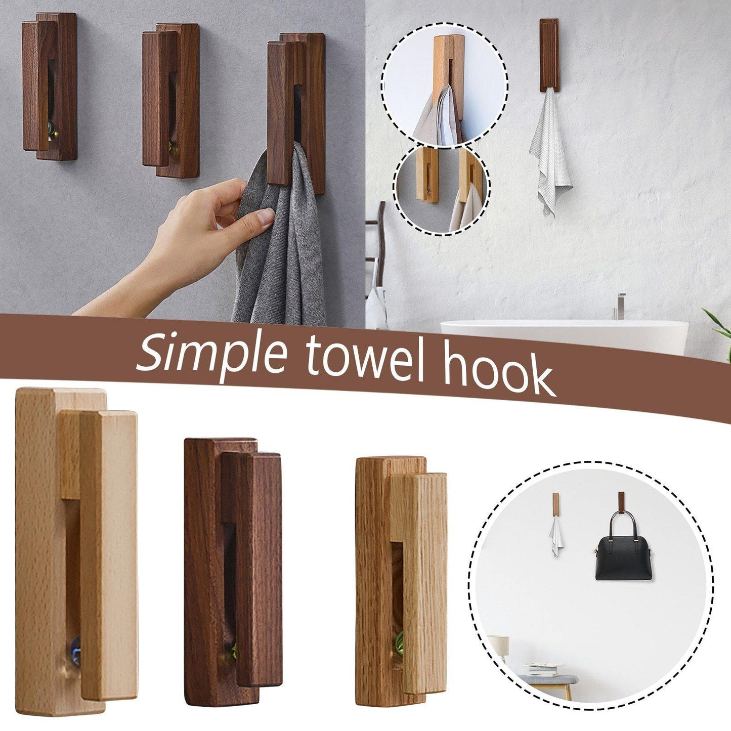 Rustic Wood Towel Clothes Hanger - UTILITY5STORE