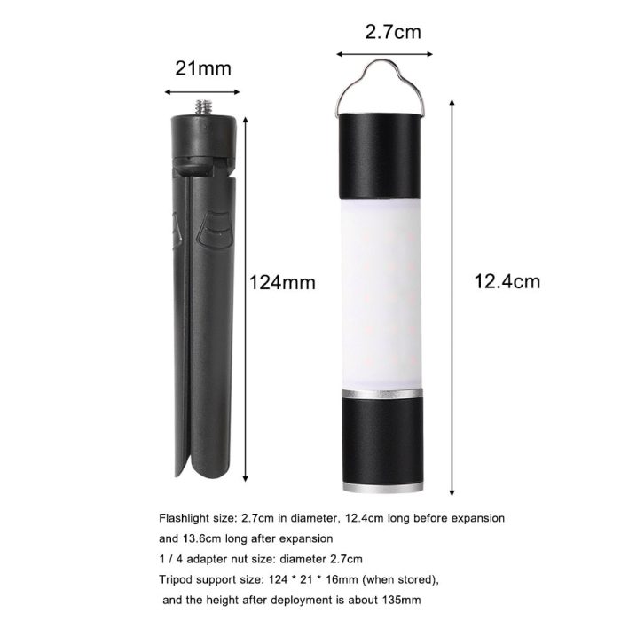 Rechargeable Hanging Zoomable Camping Flashlight