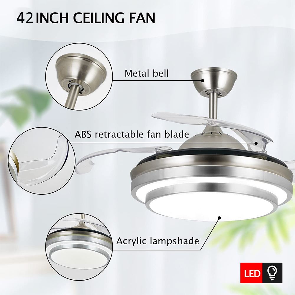 Modern Remote Controlled LED Ceiling Fan Lamp