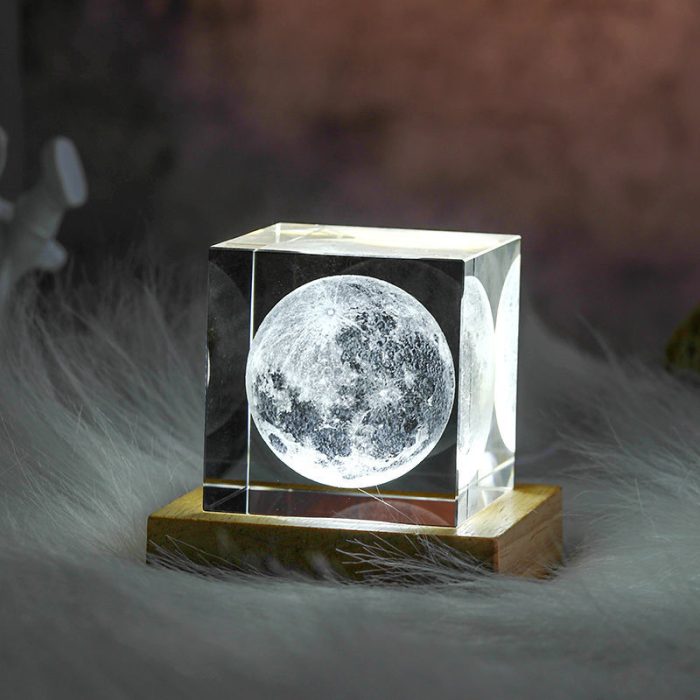 3D Crystal Cube Moon Nightlight - UTILITY5STORE