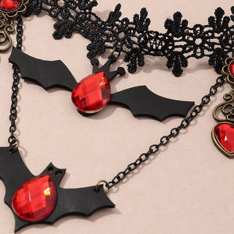 Red Bat Halloween Necklace