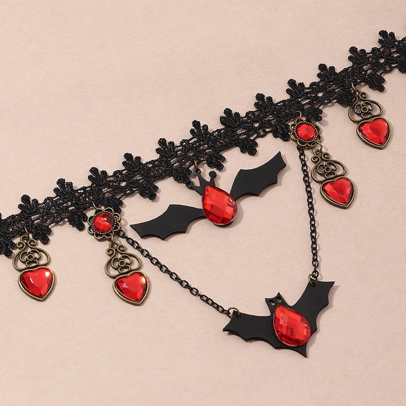 Red Bat Halloween Necklace