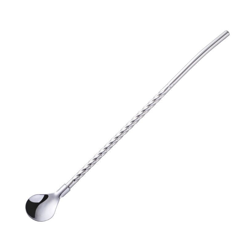 Reusable Long Handle Spoon Straw