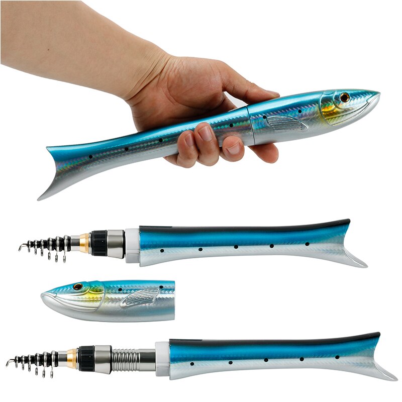 Mini Fish Shaped Collapsible Fishing Rod Pole